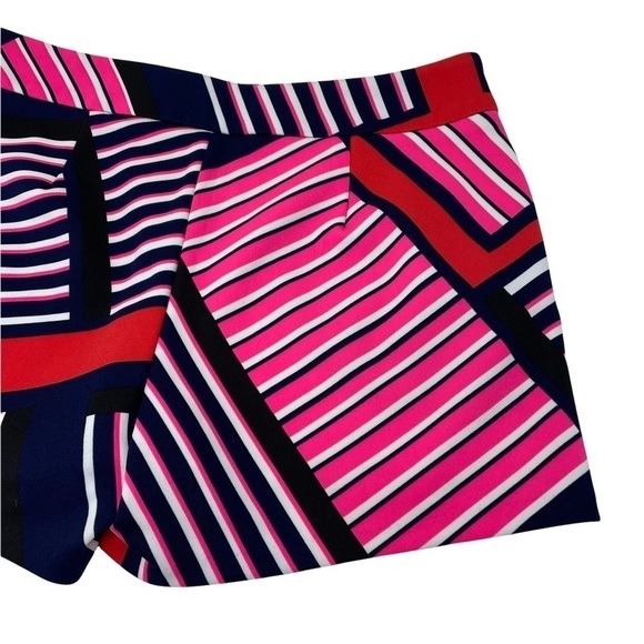 Express Shorts Modern Stretch Navy Blue Black Red Pink White Diagonal Stripes-4 - Picture 9 of 11